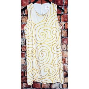 Julie Brown NYC Women’s Sleeveless Shift Lined Dress Sz 6 White Gold Linen Blend